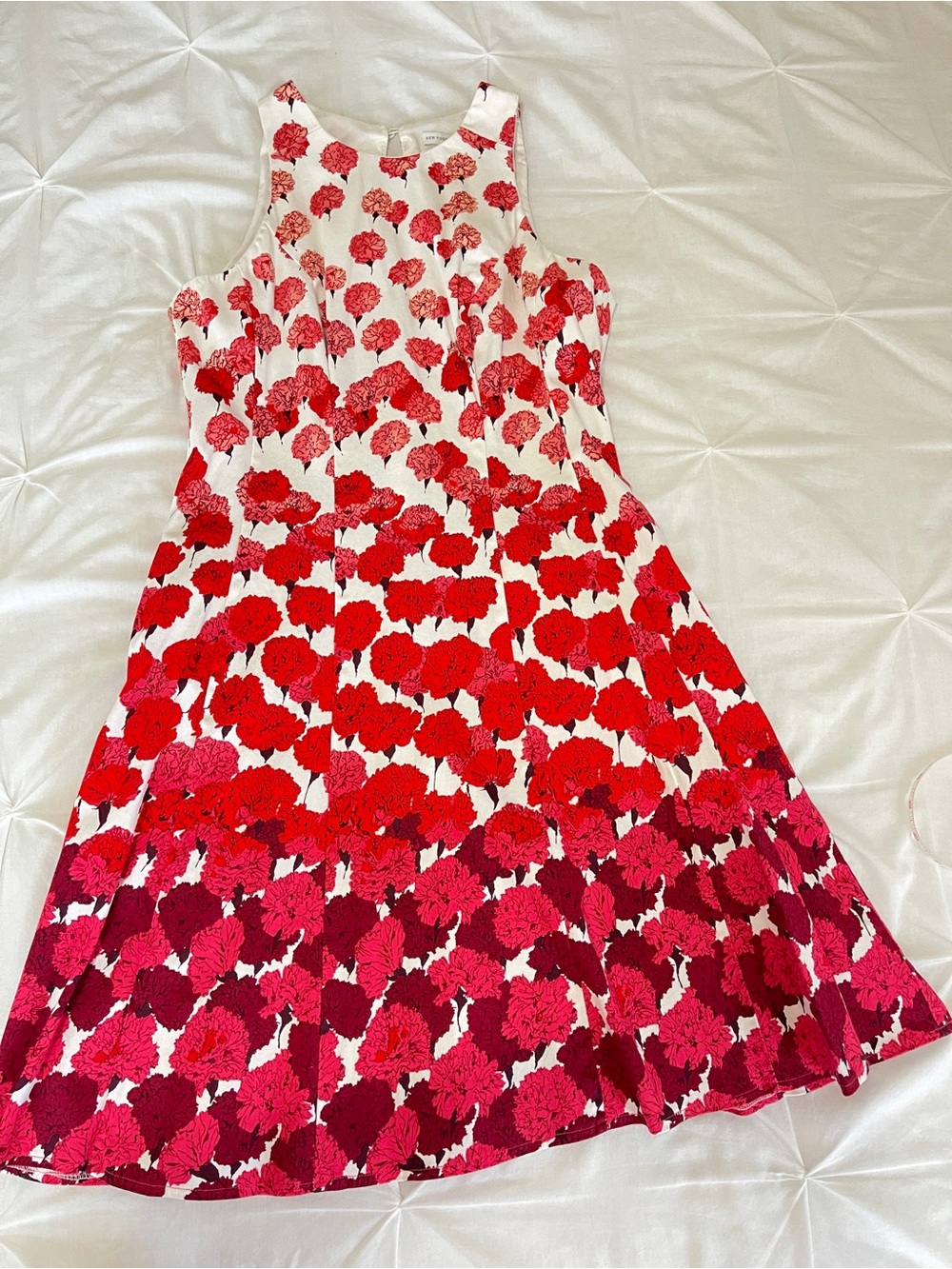 New York & Company White Dress with Red and Pink Floral Print